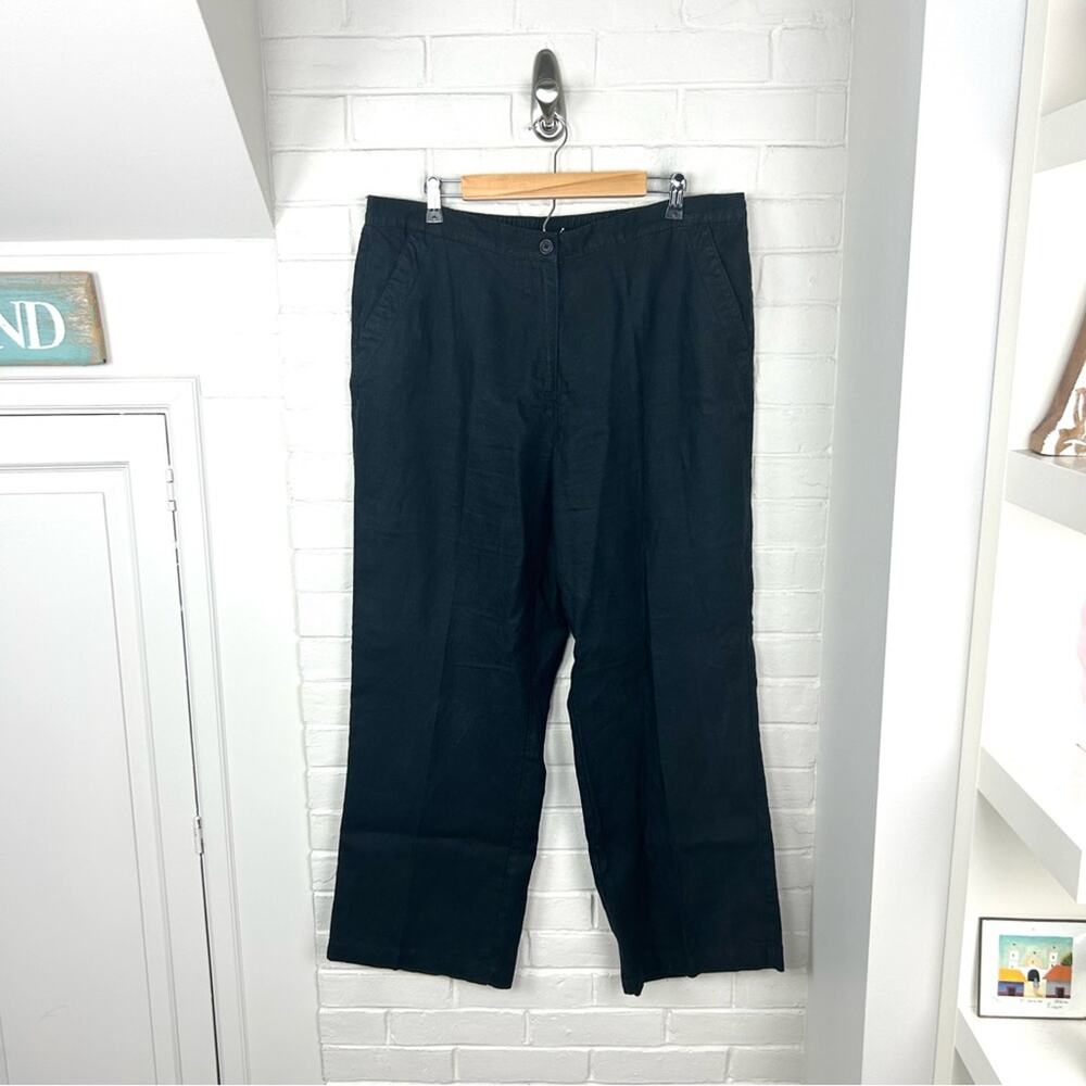 L.L.Bean 100% Linen Black Classic Fit Pants Size 18
